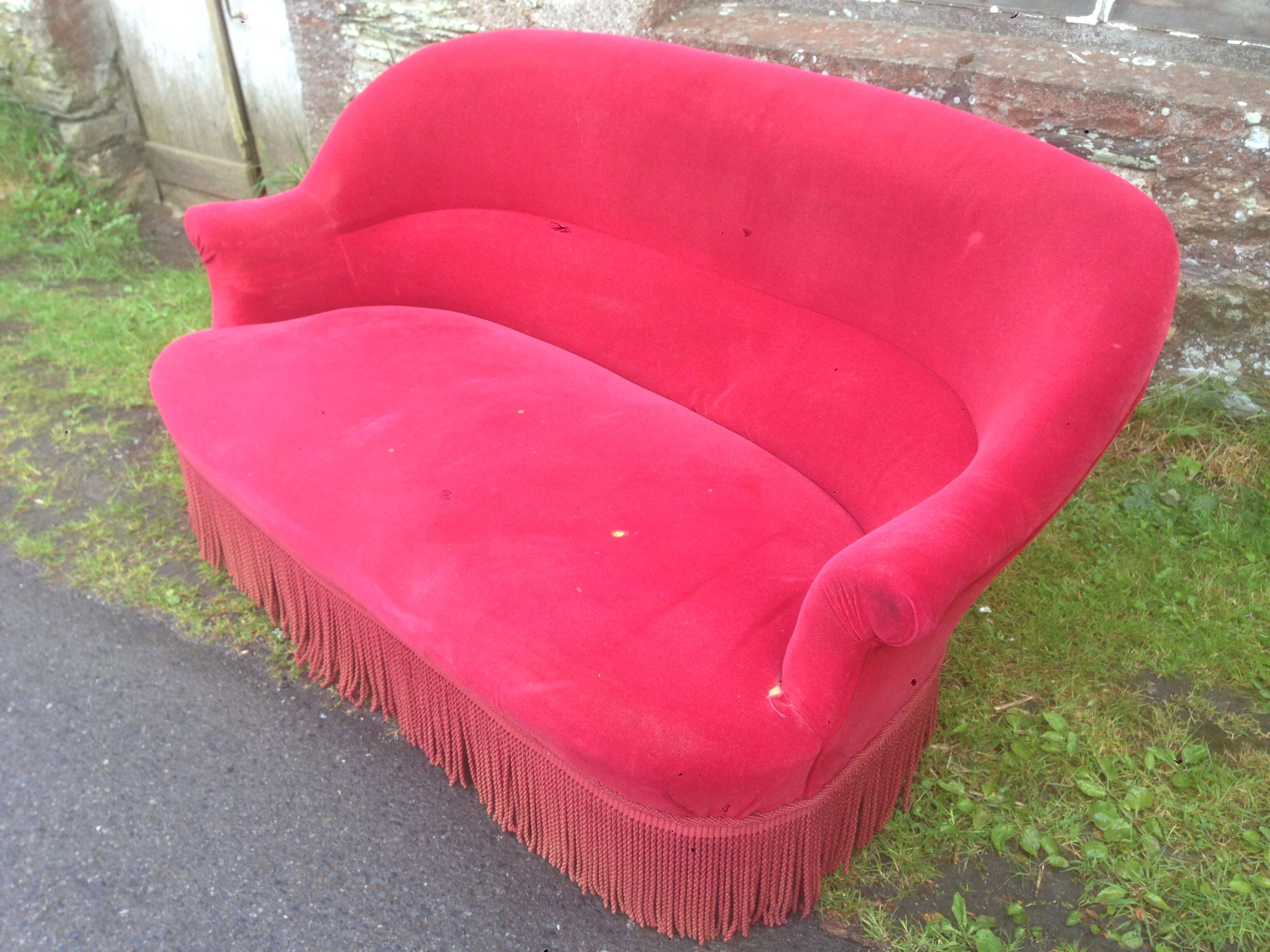 Napoleon III red velvet bench