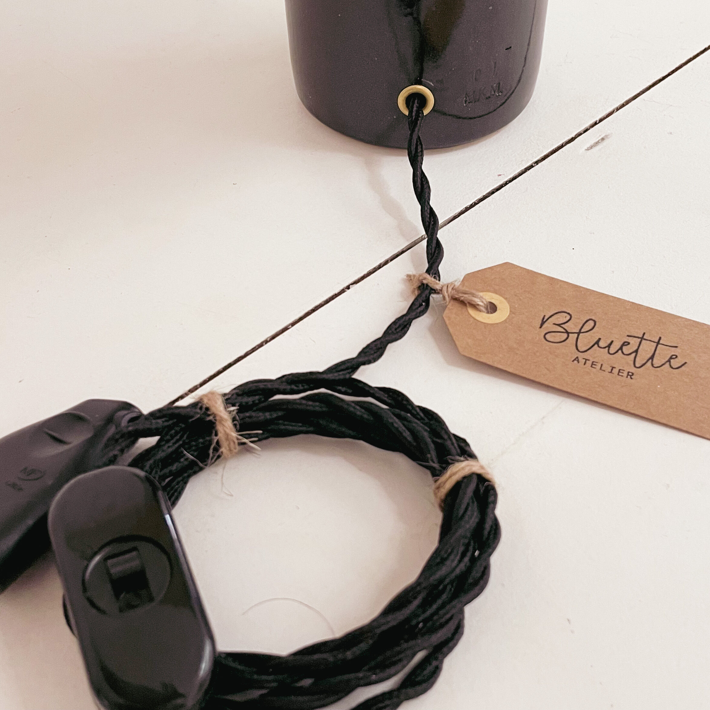 Sandstone and rabane lamp