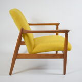 Vintage original armchair designer E.Homa, 1960s, fully restored, yellow fabric