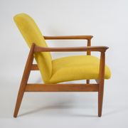Vintage original armchair designer E.Homa, 1960s, fully restored, yellow fabric