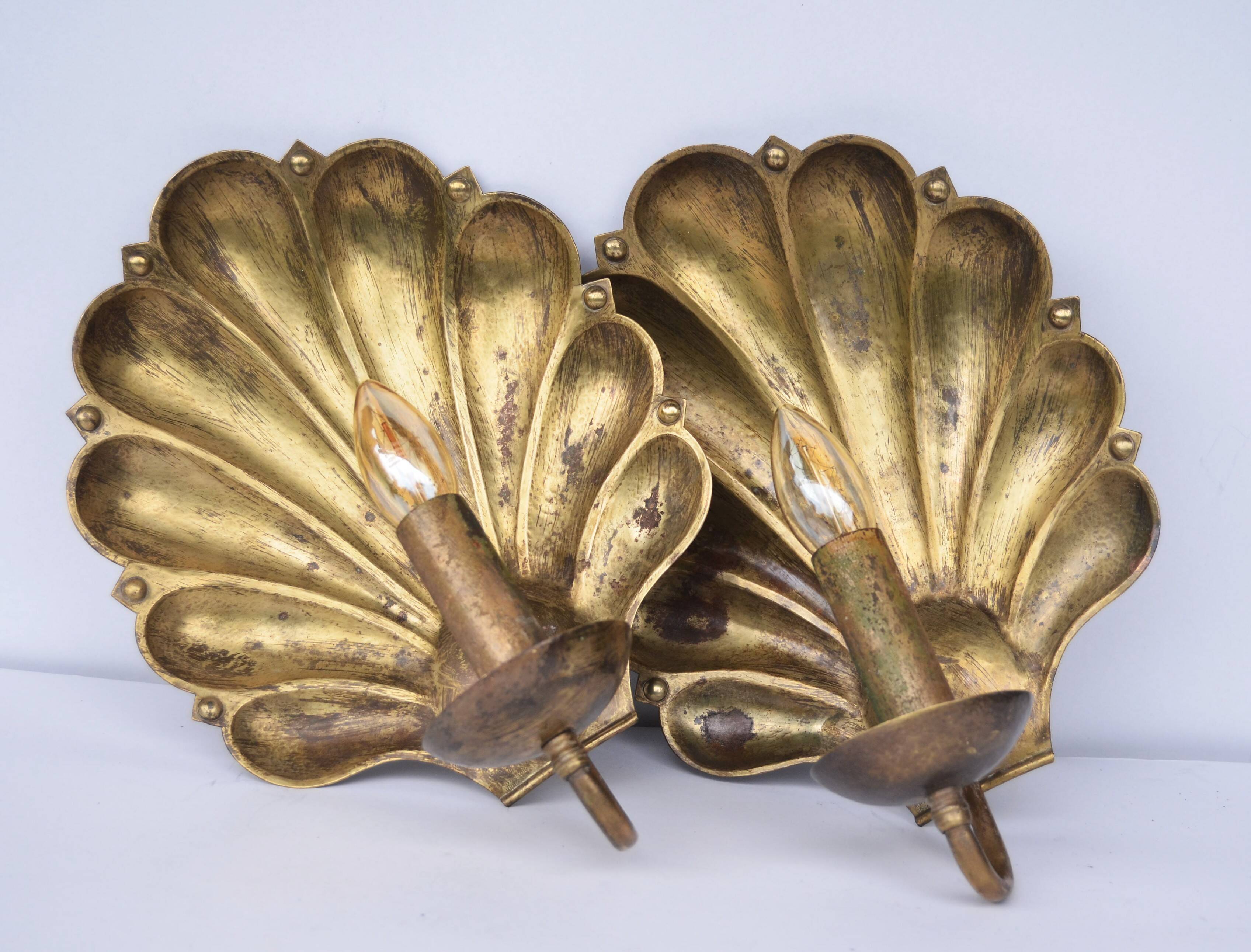 Appliques murales suédoises conçues par a.W. Borgh, coquillages de Jonkoping, Scandinavie