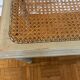 Footrest / bedroom stool Louis XVI — Celadon grey lacquered — Caned