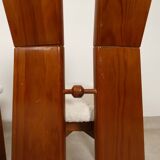 70's brutalist dining chairs in oak with bouclé fabric