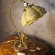 Bronze and brass lamp, opaline shade, 1950.
