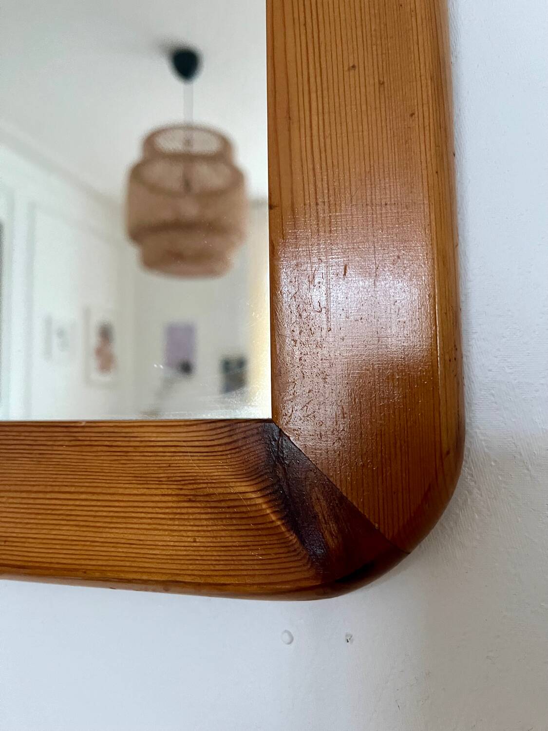 Vintage 70s pine mirror