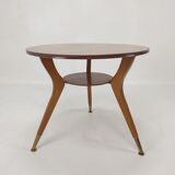 Italian wooden coffee table with brass feet 1960's