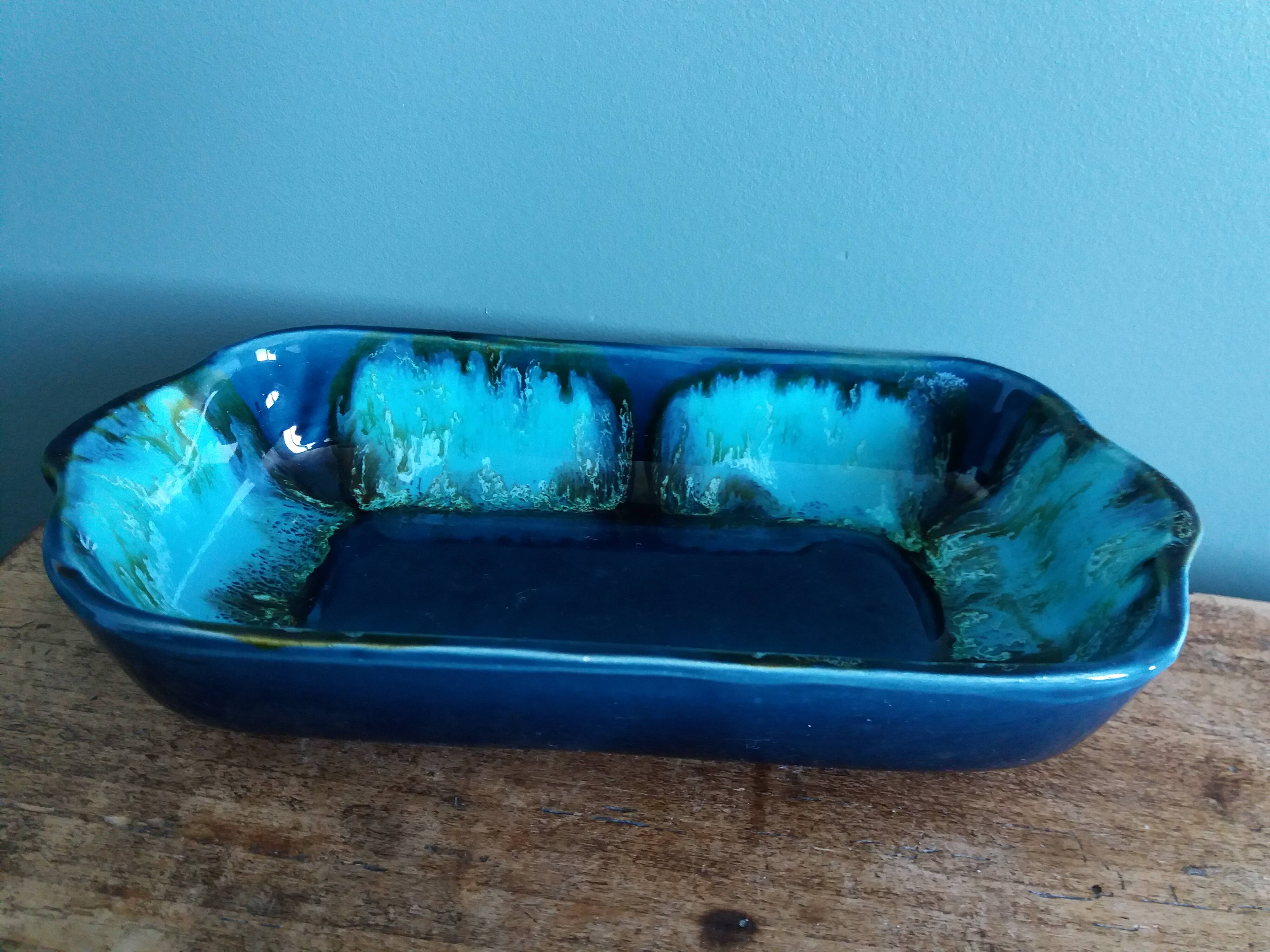 Vallauris stamped pocket emptier in flamed stoneware