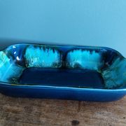Vallauris stamped pocket emptier in flamed stoneware