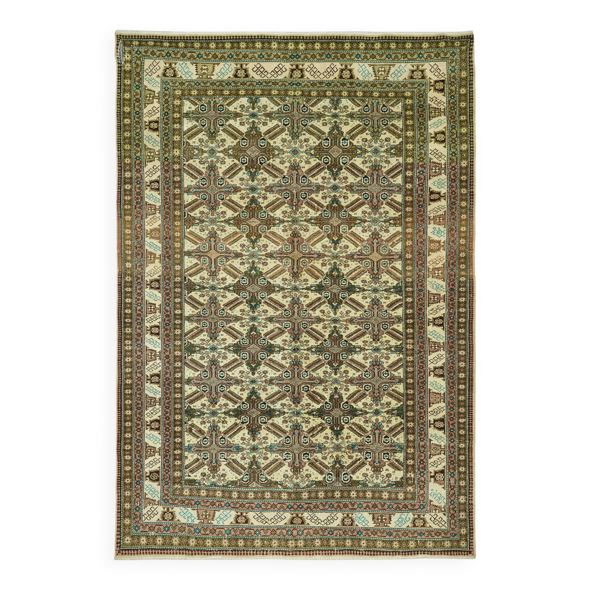 Turkish Wool Vintage Kayseri Rug 196 cm x 284 cm