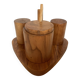 Olive wood salt and pepper server with mustard pot.