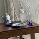 Vintage glass whisky carafe with diamond points H23 L9