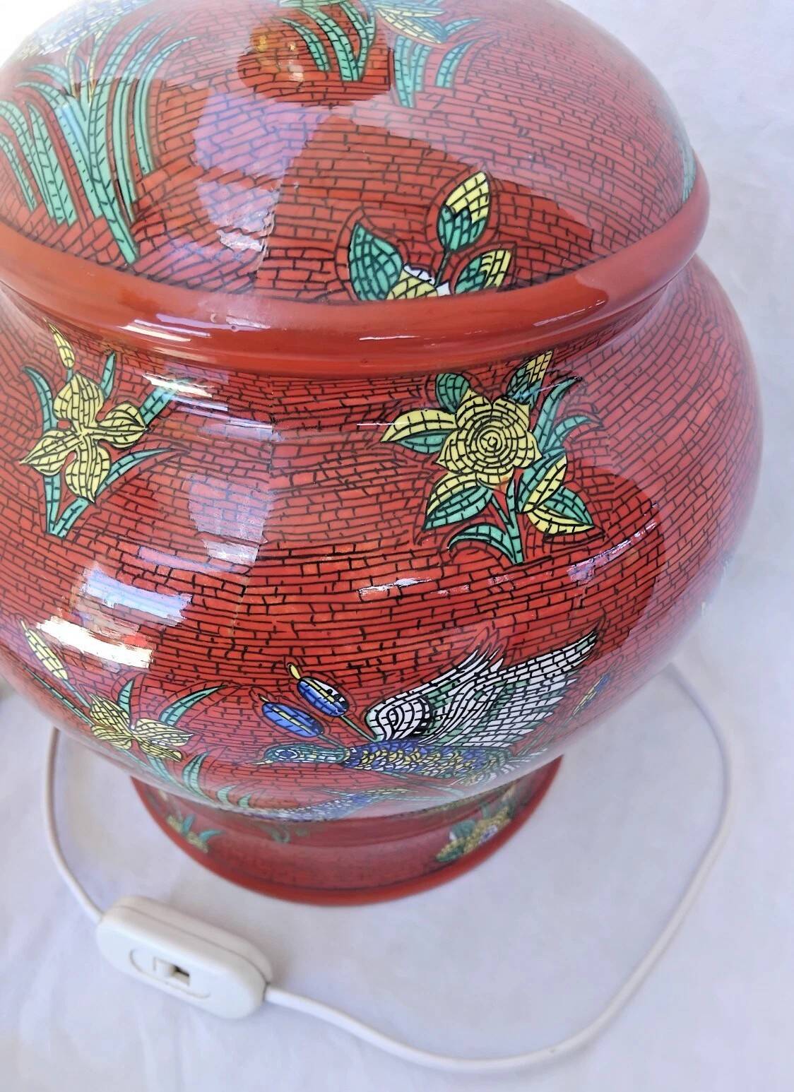 Pied De Lampe En Céramique Emaillée Lancel Paris Vintage