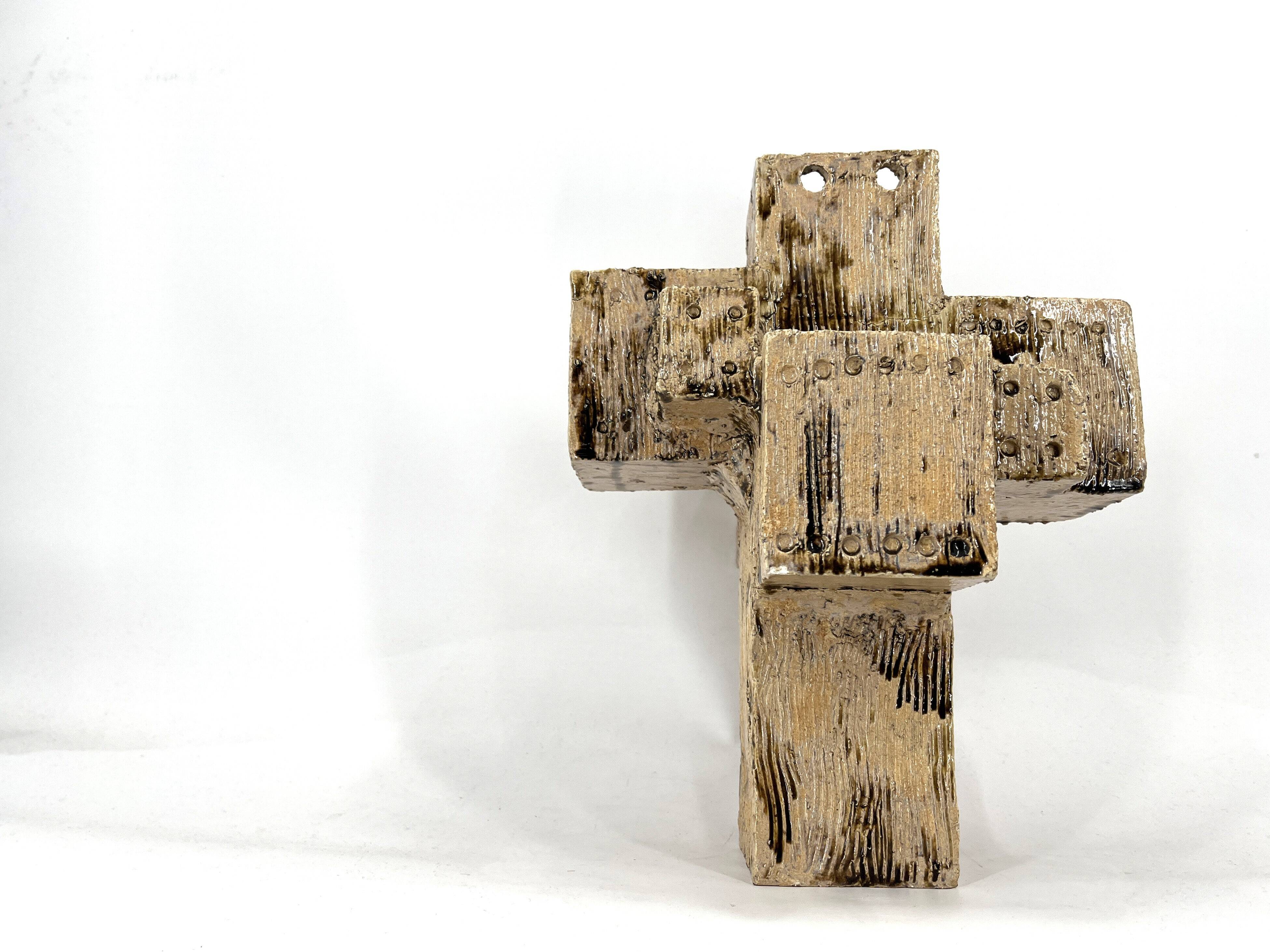 Vase en céramique brutaliste, années 1960