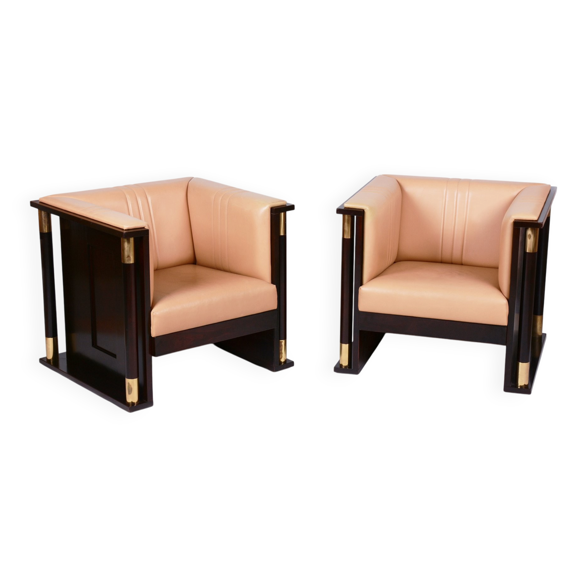 Art Nouveau Mahogany Armchairs from J. Hoffmann, Austria, 1910s, Set of 2