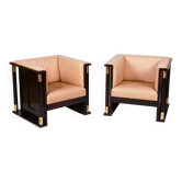 Art Nouveau Mahogany Armchairs from J. Hoffmann, Austria, 1910s, Set of 2