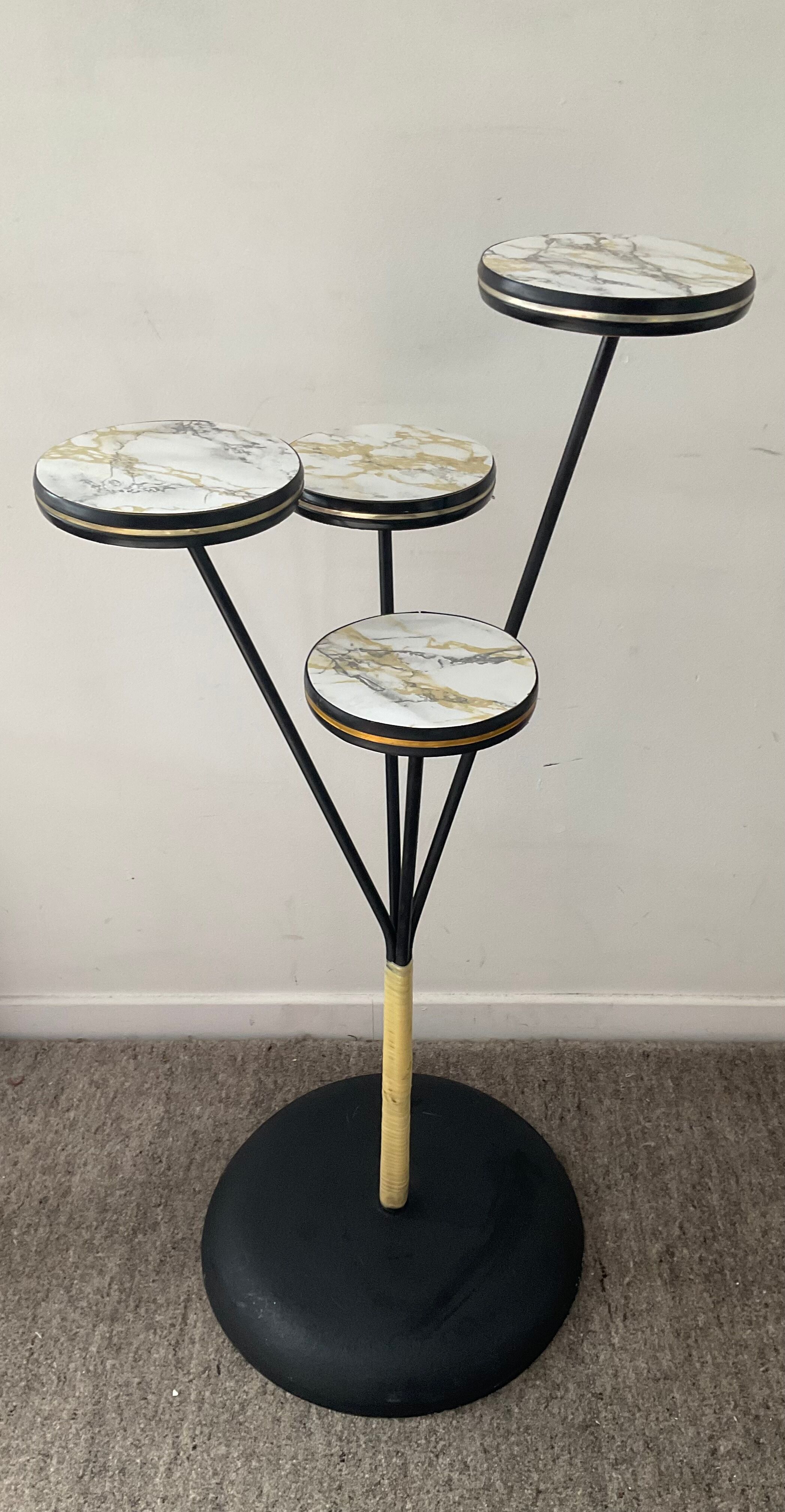 Vintage plant holder from the 60s and 70s in formica and metal