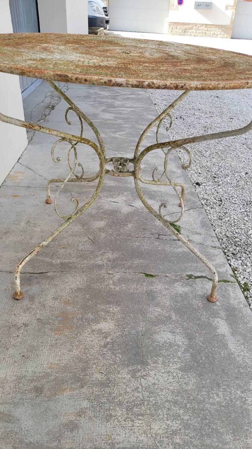 Round Wrought Iron Garden Table 1900s