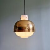Pendant lamp in opaline and brass, Glassshütte Limburg, 1970s