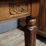 Important antique extendable wooden table – Inlaid top –