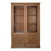 Ancienne armoire vitrée d’école en chêne clair – Bibliothèque vintage des années 50