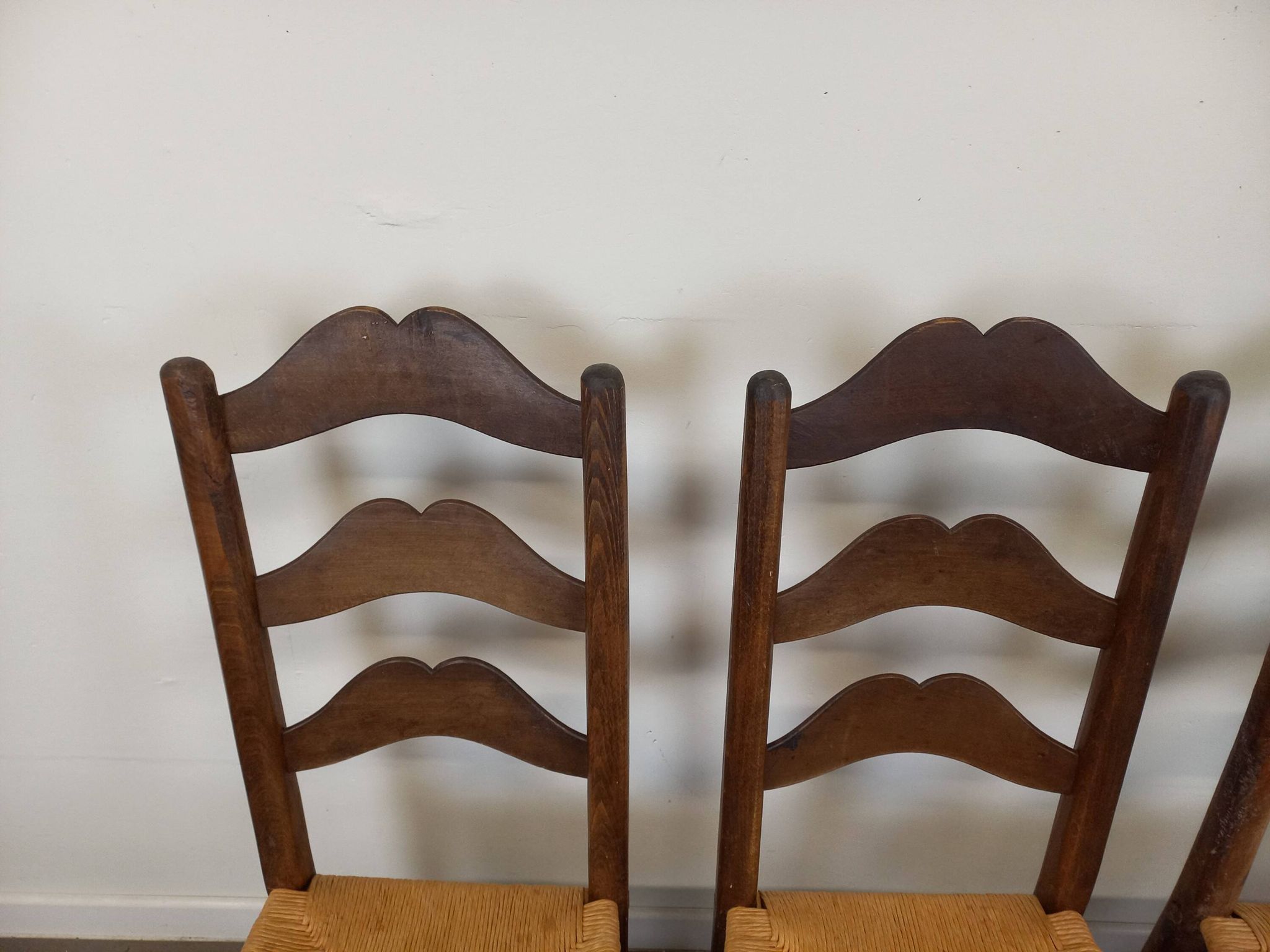 Straw brutalist chairs, set of 4