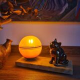 1930s marble lamp with orange globe