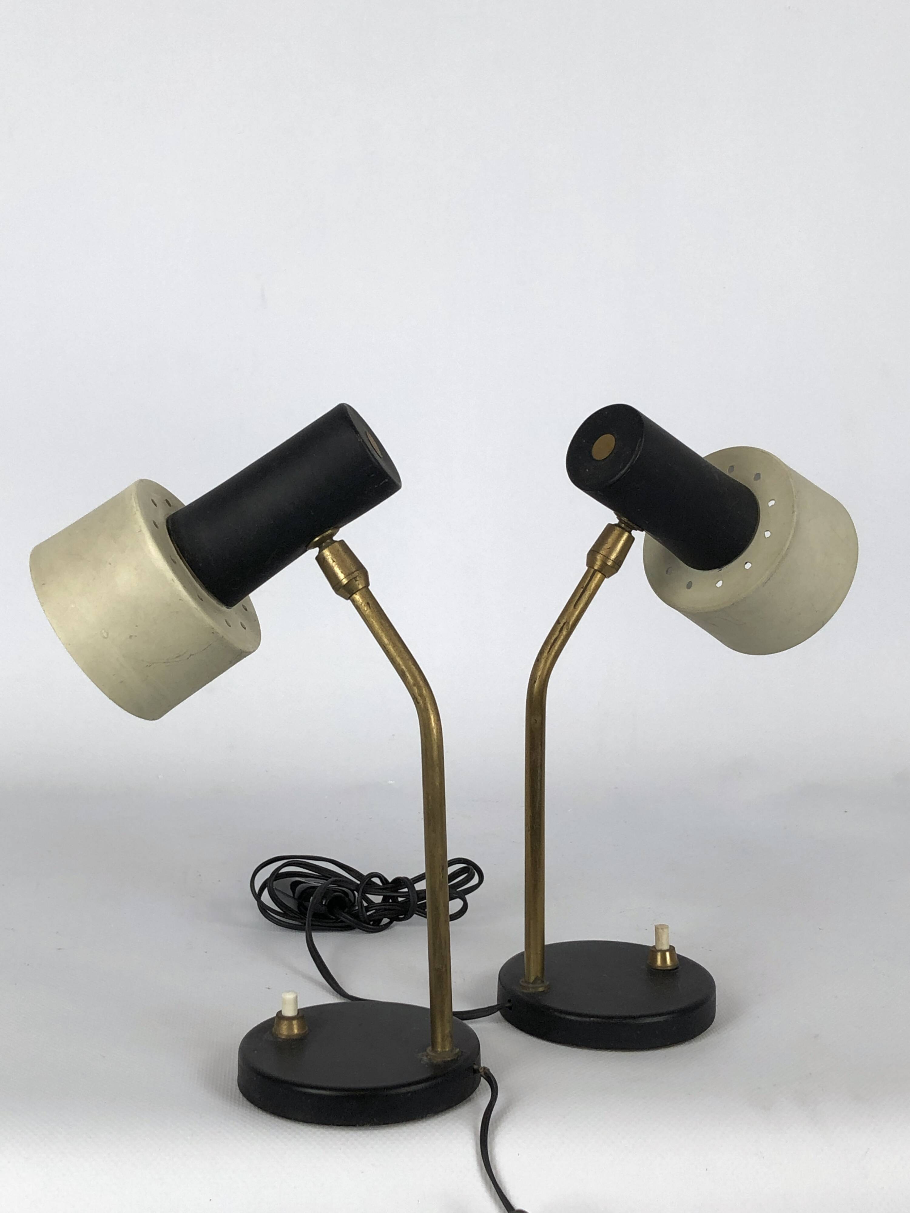 Mid-century Italian adjustable cone table lamps