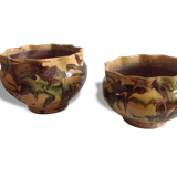 Two glazed terracotta planters