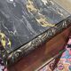 Art Deco bedside table in rosewood, walnut burl, and marble top.