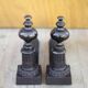 Vintage andirons, pair of andirons, fireplace accessory, brass and cast iron andirons
