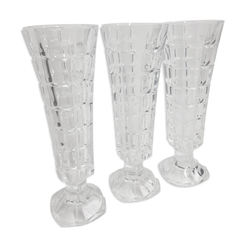 Ensemble de trois vases soliflores en verre vintage 17 cm