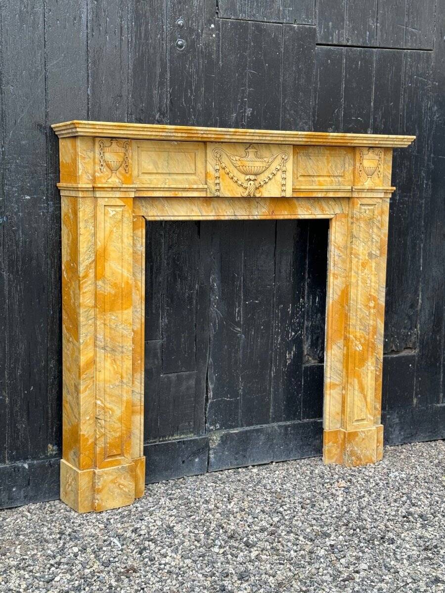 Louis XVI Style Fireplace In Yellow Siena Marble Circa 1880