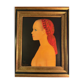 Tableau signé Guy SERADOUR et titré « Le ruban rouge »