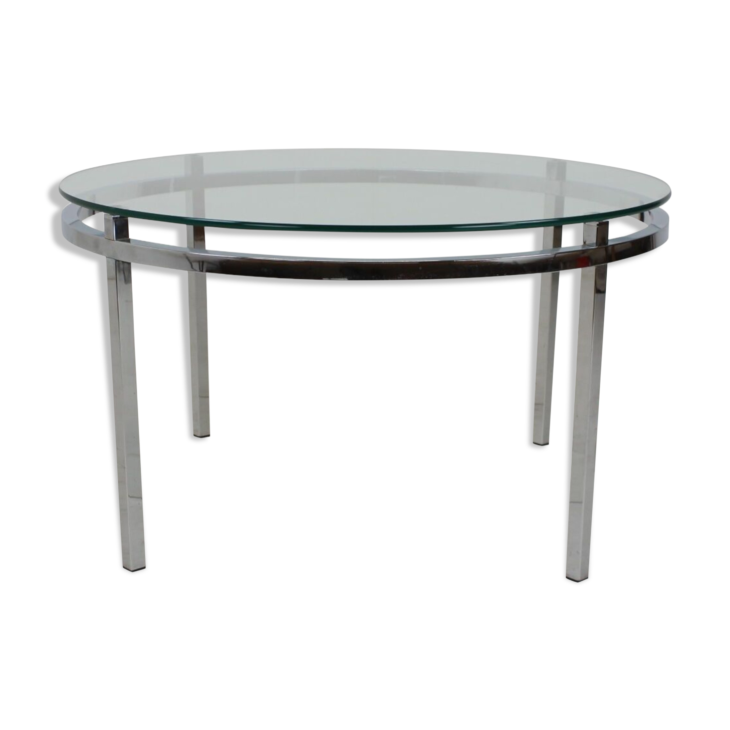 1970s round conference table chrome and glass, italy