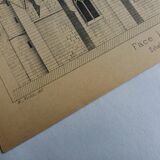 Ancient lithograph architecture façade of a church