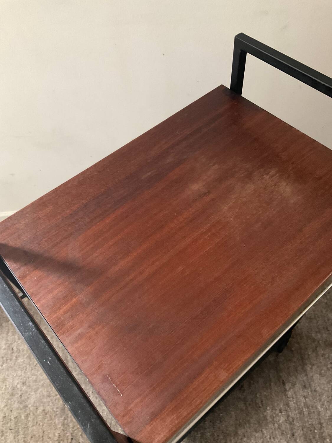 Vintage teak and metal bar trolley