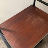 Vintage teak and metal bar trolley