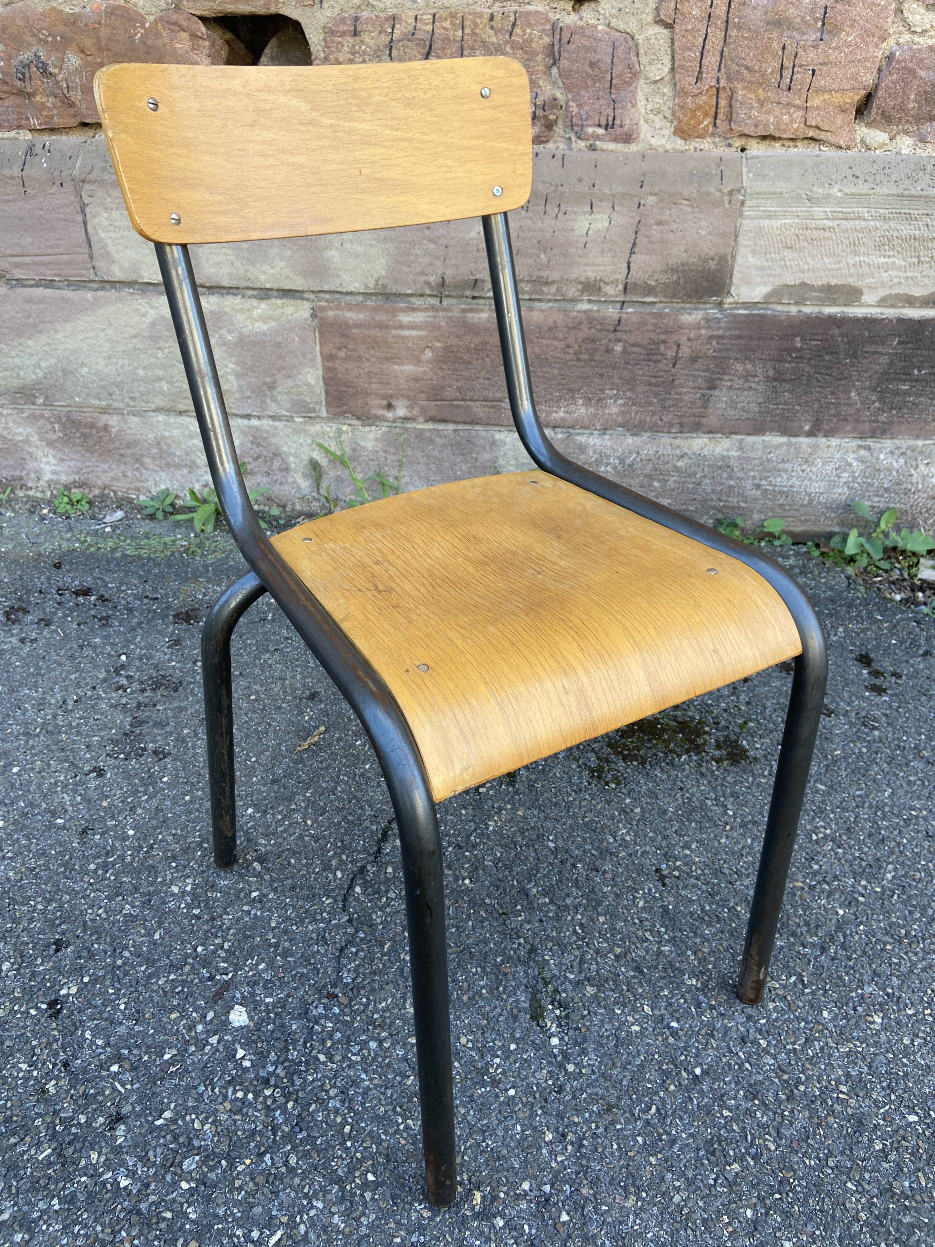Lot de 6 chaises industrielles école vintage collectivités mullca delagrave tube & bois