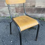 Lot de 6 chaises industrielles école vintage collectivités mullca delagrave tube & bois