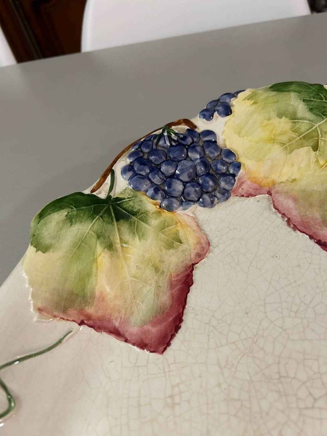 Large old earthenware slip dish