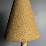 Midcentury French brutalist rope table lamp in the style of Audoux & Minet