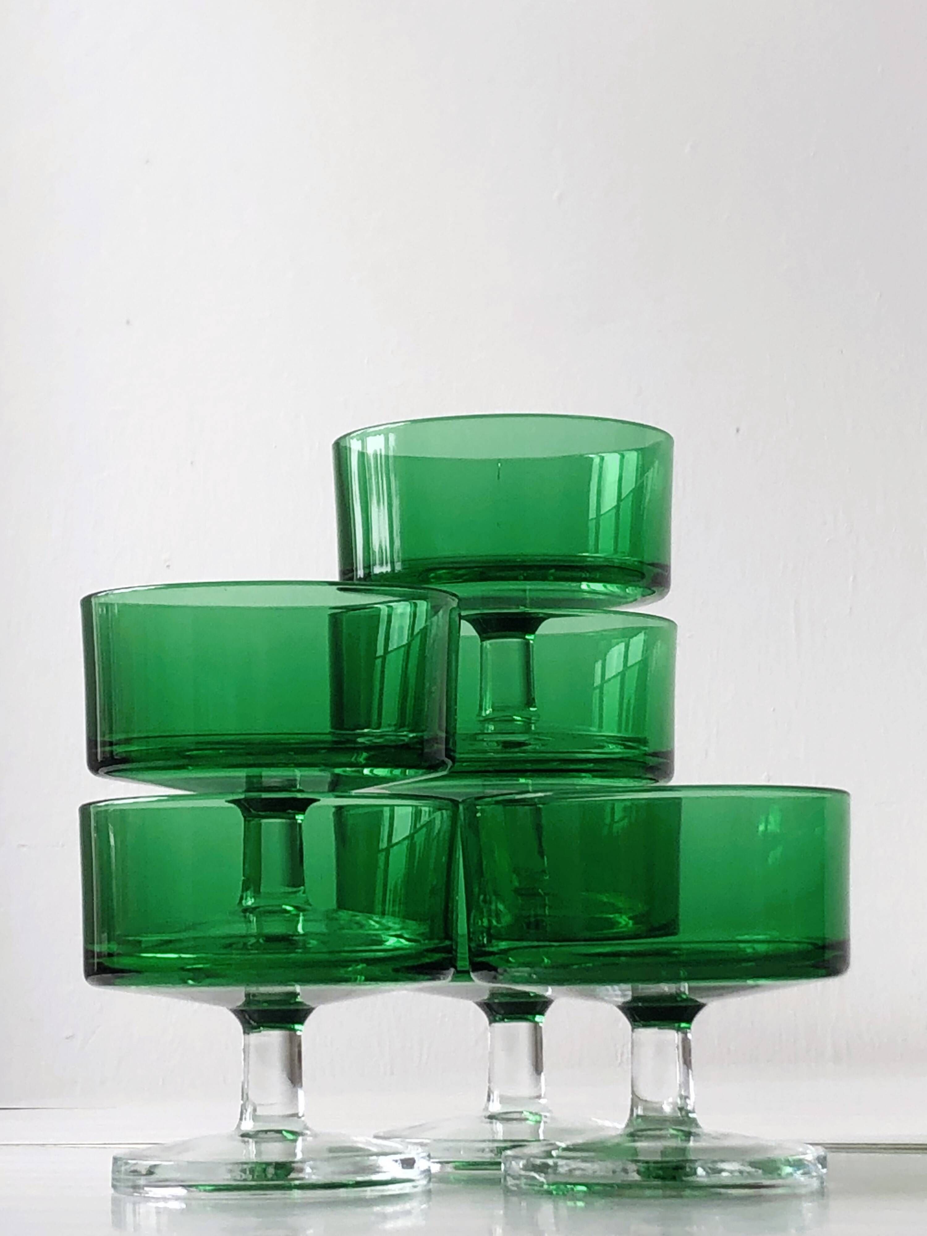 6 translucent green champagne glasses, Cavalier Luminarc dessert glasses