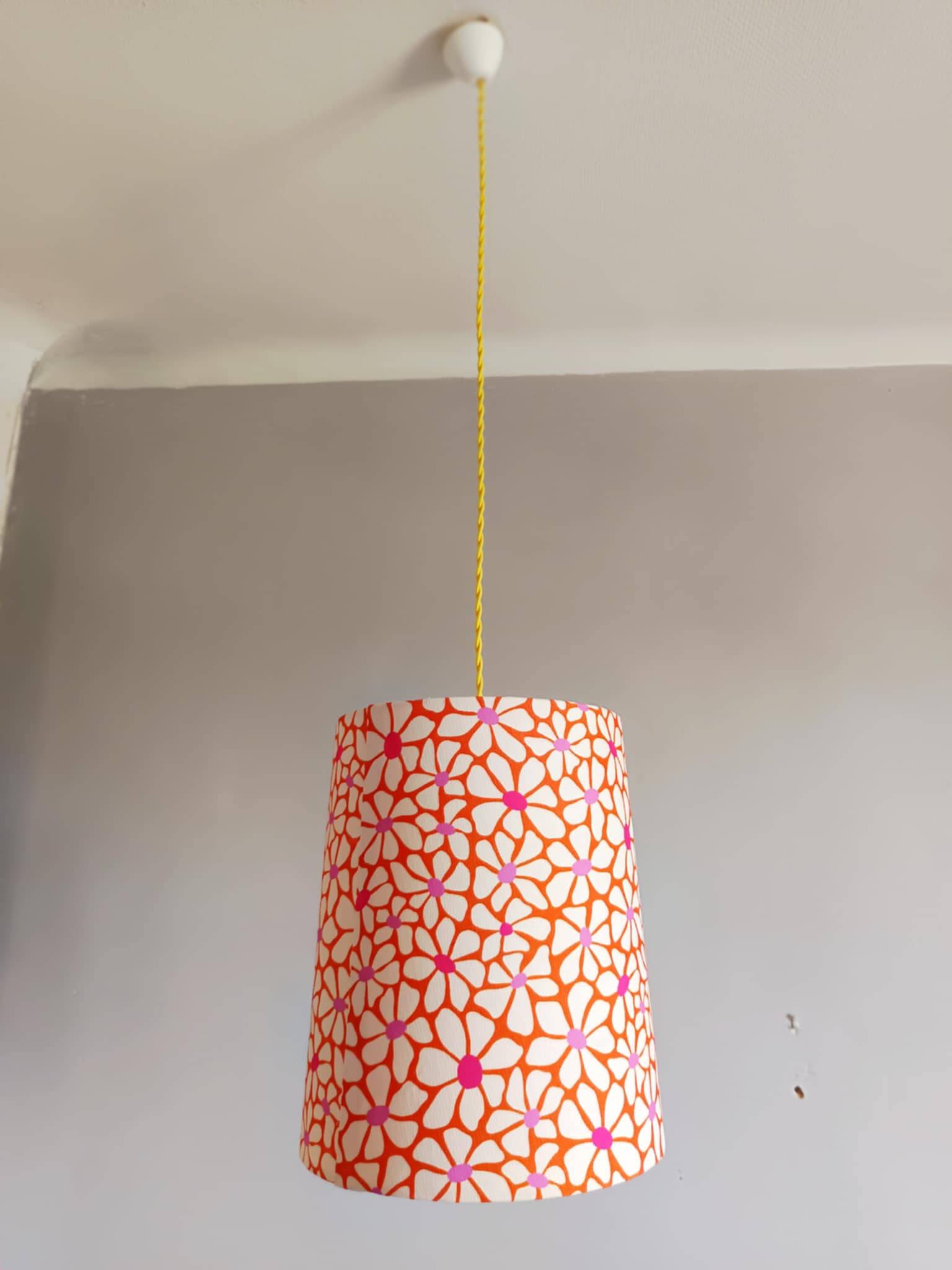 Custom-made vintage 1970s flower pendant light