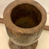 Ancient African solid wood mortar with pestle