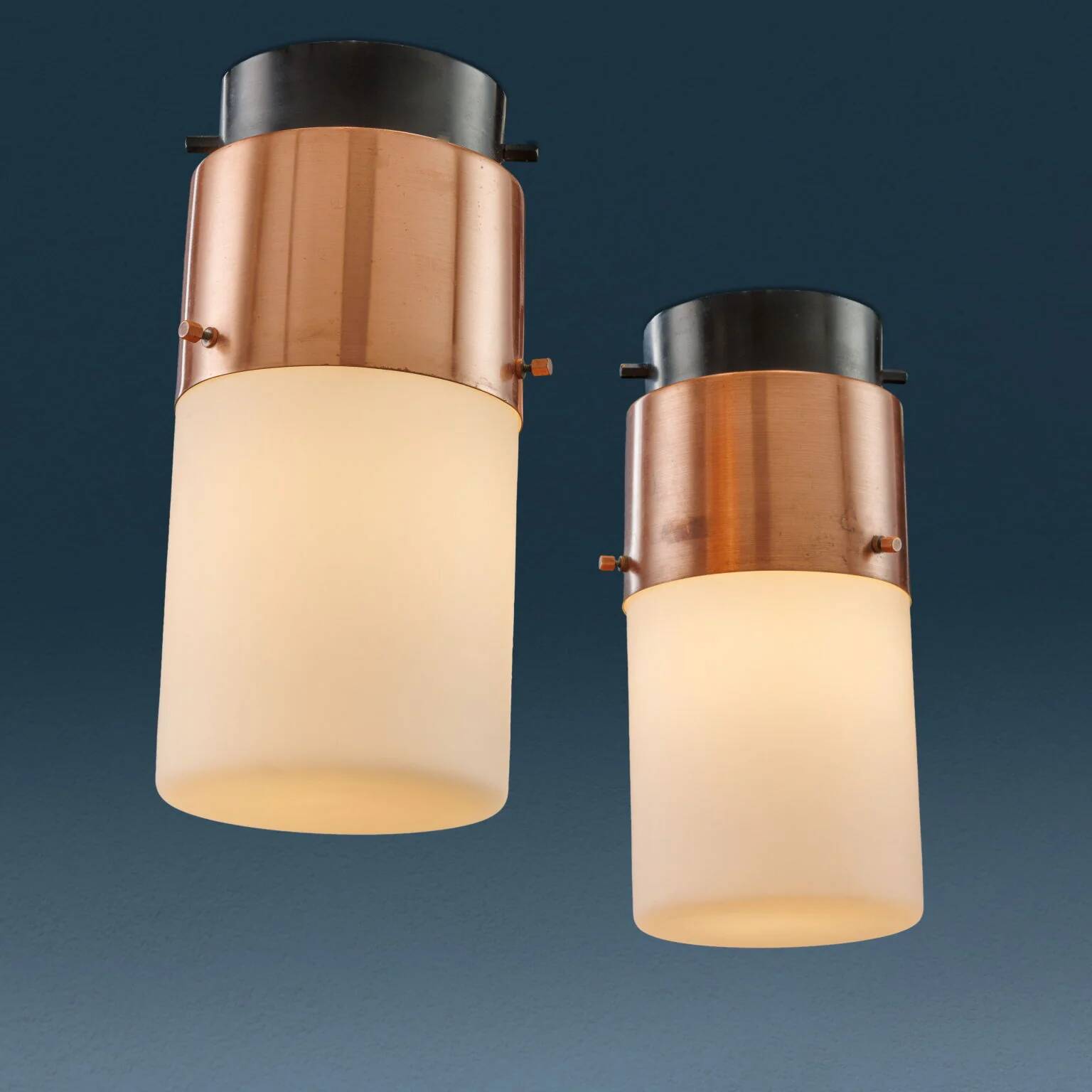 Plafonniers Stilnovo 1245 en cuivre et aluminium, Italie, années 1960
