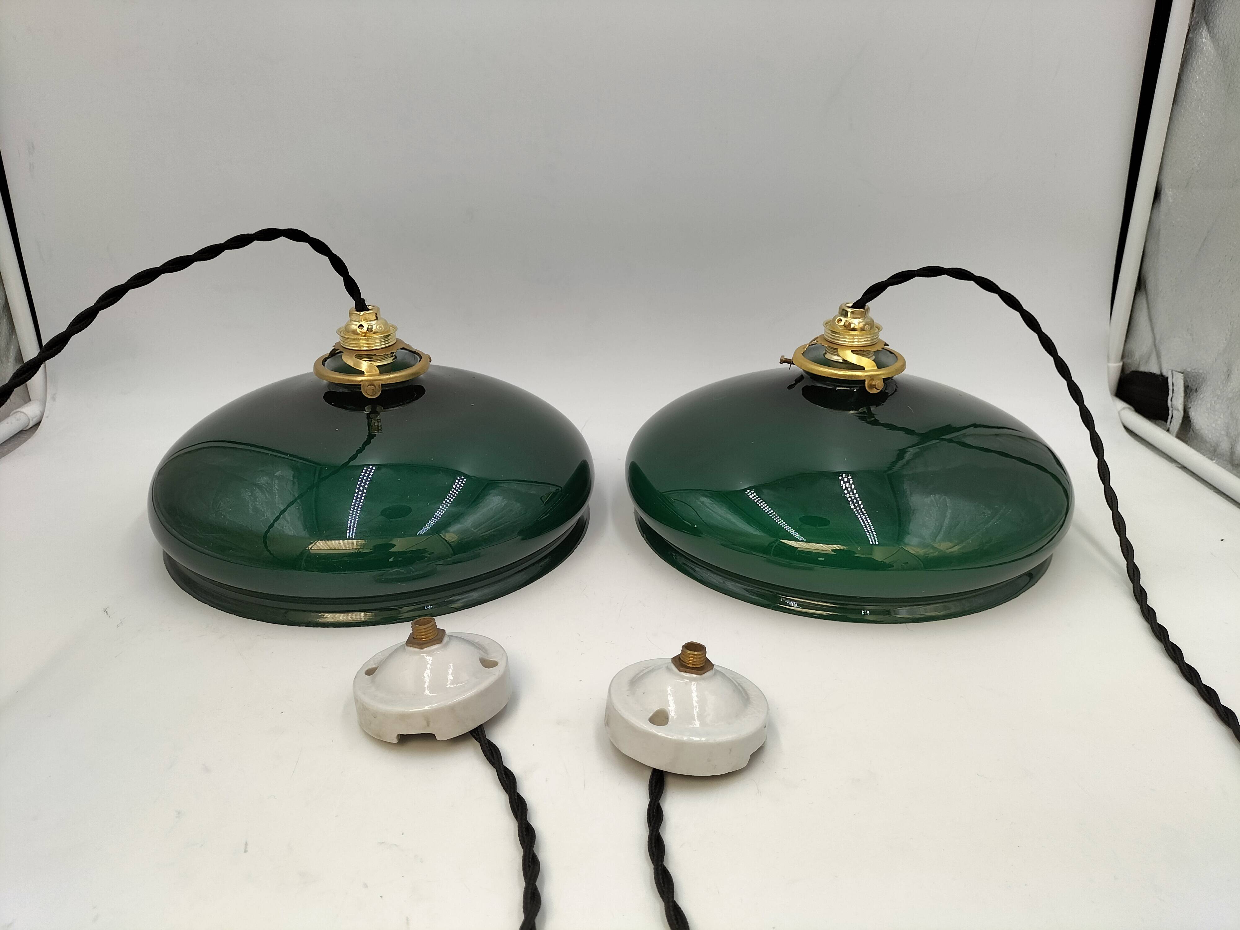 Green opaline pendant lights