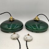 Green opaline pendant lights