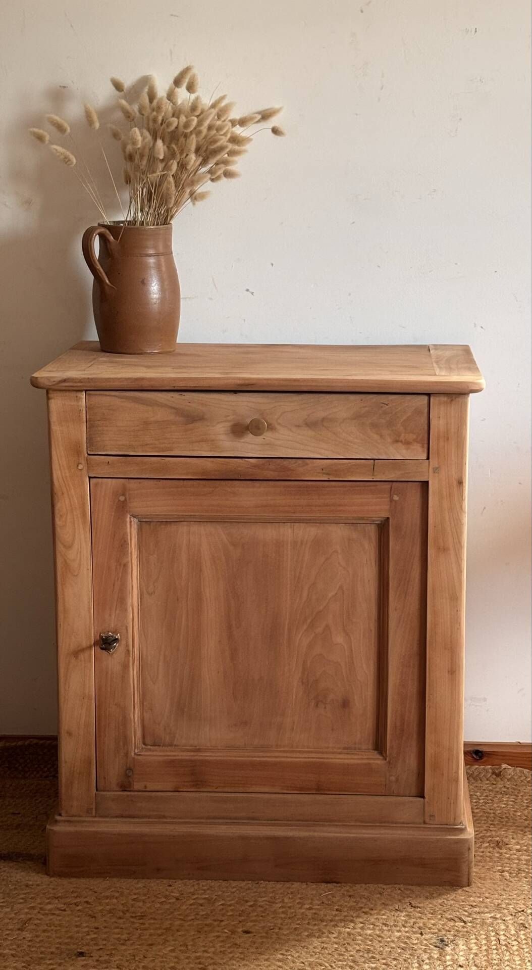 Parisian buffet 1 door antique - solid raw wood jam cabinet