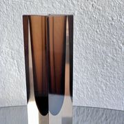 Vintage decorative "Sommerso" Murano vase in clear and brown glass, Flavio Poli
