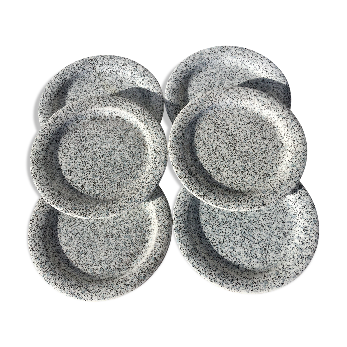 Speckled dessert plates blue gray Quadrifoglio